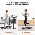 Compact pink treadmill in stylish home office and apartment environment