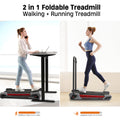 Egofit ComfortDeck-M2T gray 2-in-1 treadmill used under standing desk and for jogging with handrail