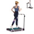 Egofit ComfortDeck-M2T sakura pink treadmill with handrail – model walking at home