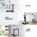Egofit ComfortDeck-M2 gray treadmill in home office and small apartment setting