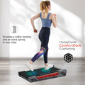 Honey Comb Deck Cushioning on Egofit ComfortDeck-M2 gray treadmill reduces impact for smooth workout