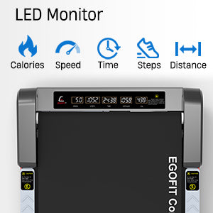LCD display tracking calories, time, steps, distance, and speed