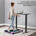 Model demonstrating benefits of Honey Comb Deck Cushioning on Egofit ComfortDeck-M2 sakura pink treadmill