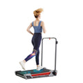 Model using Egofit ComfortDeck-M2T gray treadmill at home and in office space