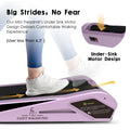 Pink treadmill showing under-motor design – low profile and strong structure