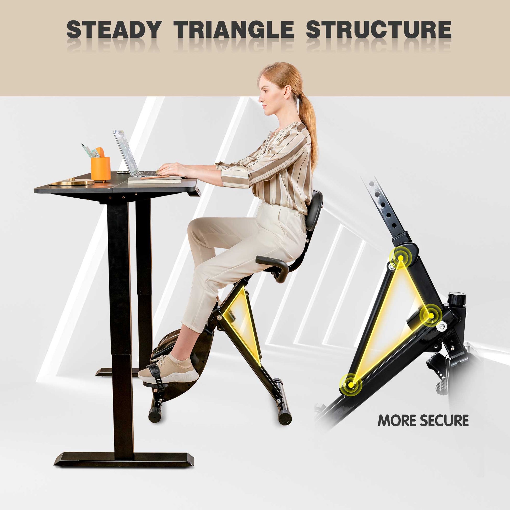 Stable triangle structure of Egofit desk bike for enhanced safety