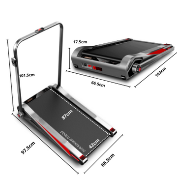 Dimensions for M1T under desk treadmill designed for standing desks 