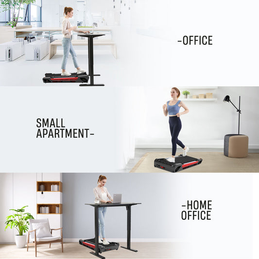 Egofit ComfortDeck-M2 gray treadmill in home office and small apartment setting
